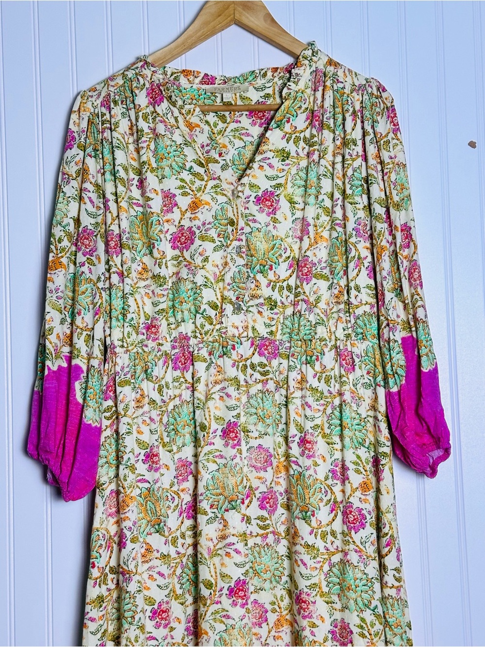 Farmers Market Puff Sleeve Maxi Dress  L Bohemian Puff sleeves flowy - Picture 6 of 13